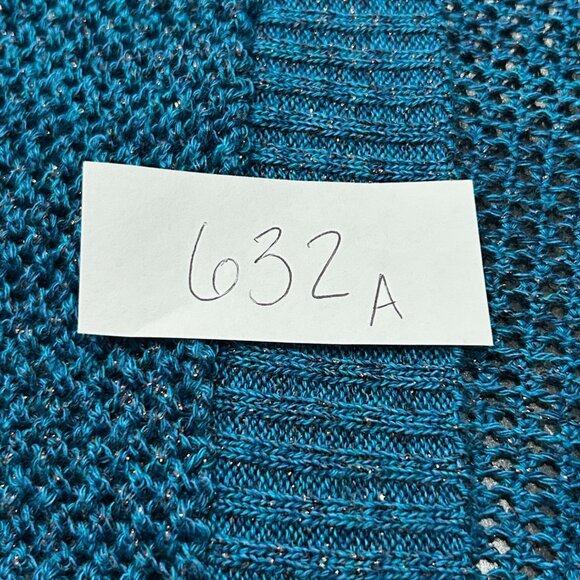 August Silk Teal Open Front Knit Short Sleeve Cardigan Sweater Size L Casual - Picture 8 of 8